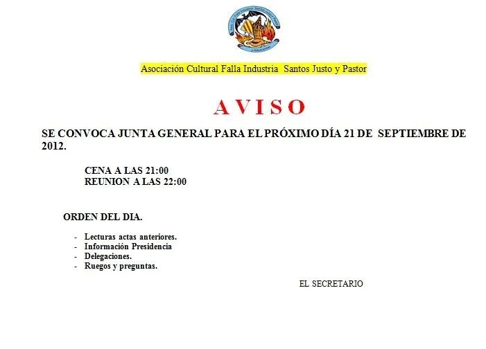 convocatoria reunion general
