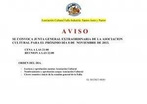 Convocatoria Reunion Extraordinaria Asociacion Cultural 08-11-2013