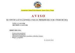 convocatoria Reunion General 31-1-2014
