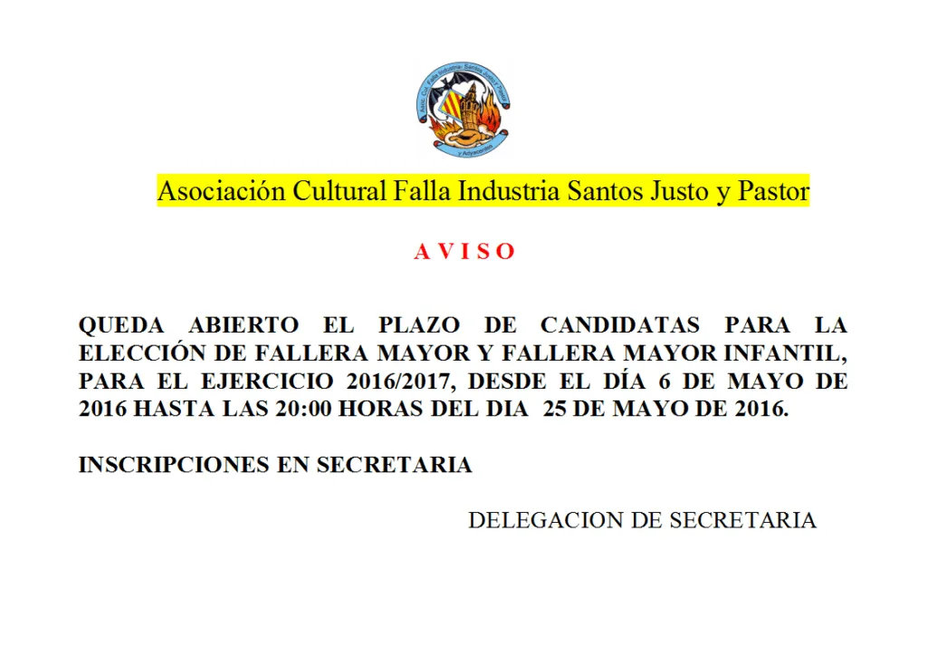 Cartel Candidatura Falleras Mayores 2016-2017