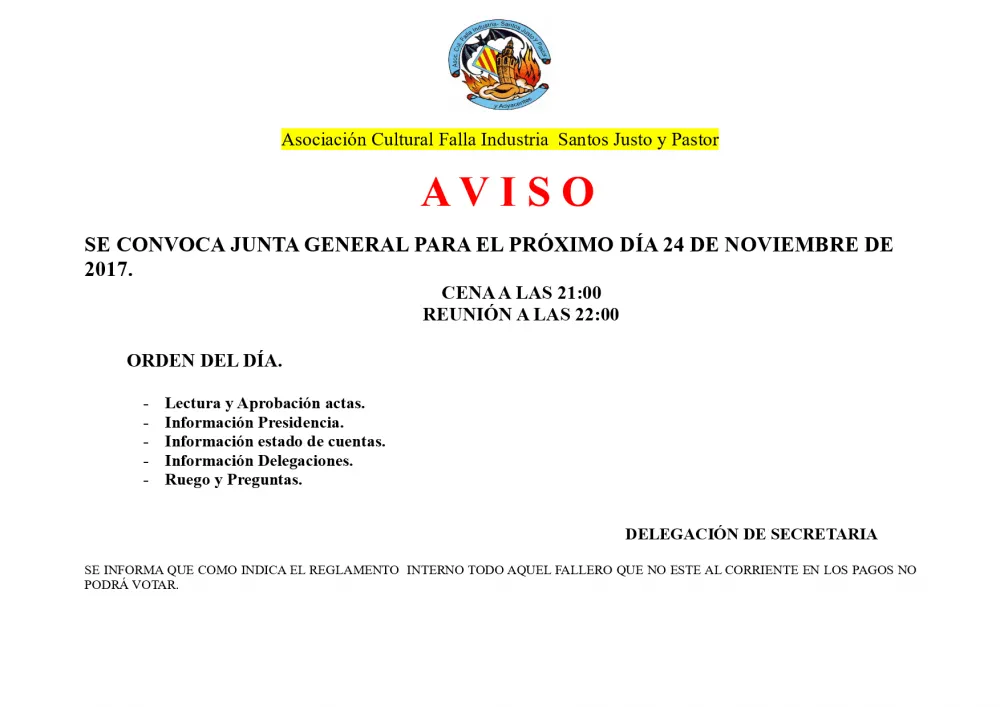 Convocatoria Reunion General 24-11-2017