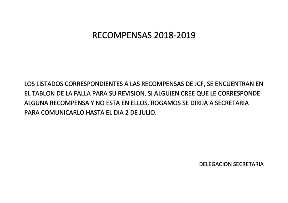 Recompensas 2019 Falla Industria